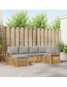 Set di divani da esterno 6 pcs Bianco e Grigio Chiaro