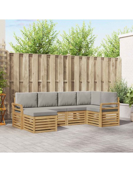 Set di divani da esterno 6 pcs Bianco e Grigio Chiaro