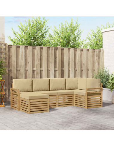 Set di divani da esterno 6 pcs Bianco e Beige Poliestere