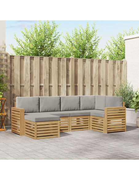 Set di divani da esterno 6 pcs Bianco e Grigio Chiaro