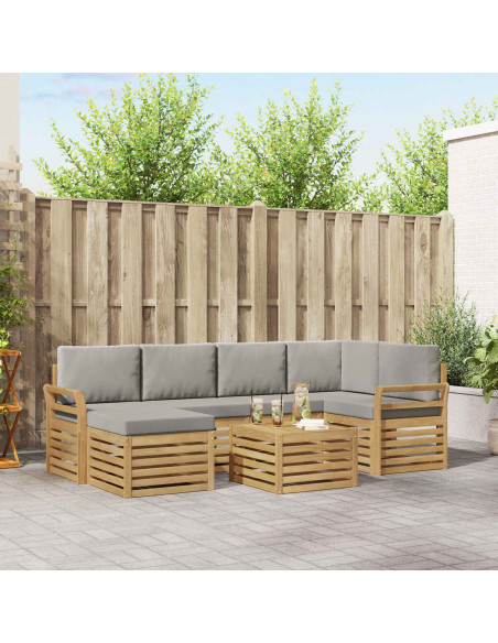 Set di divani da esterno 7 pcs Bianco e Grigio Chiaro