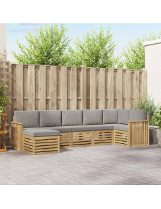 Set di divani da esterno 7 pcs Bianco e Grigio Chiaro