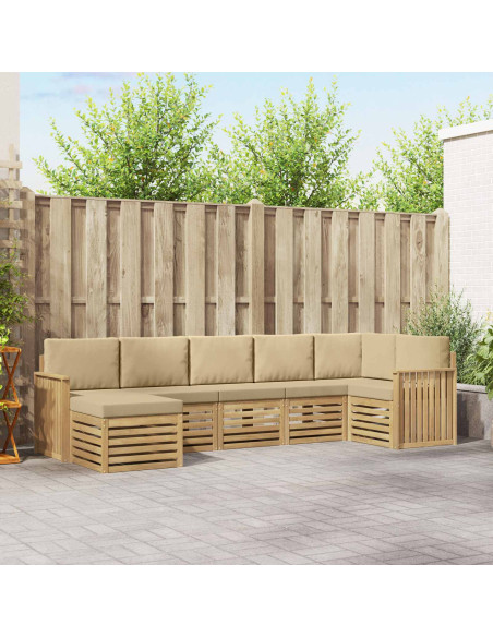 Set di divani da esterno 7 pcs Bianco e Beige