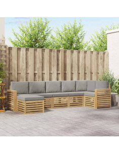 Set di divani da esterno 7 pcs Bianco e Grigio Chiaro