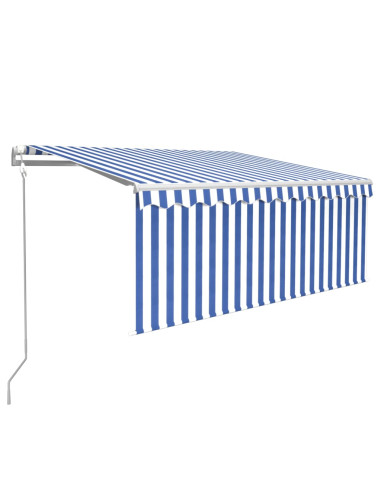 Tenda Sole Retrattile Automatica Parasole 3,5x2,5m Blu Bianco