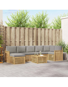 Set di divani da esterno 8 pcs Bianco e Grigio Chiaro
