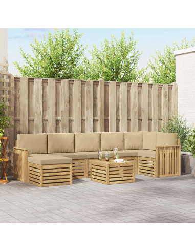Set di divani da esterno 8 pcs Bianco e Beige 59 x 59 x 37 cm