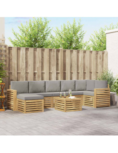 Set di divani da esterno 8 pcs Bianco e Grigio Chiaro