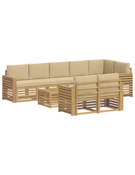 Set di divani da esterno 9 pcs Bianco e Beige 59 x 59 x 37 cm