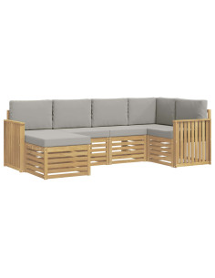 Set di divani da esterno 6 pcs Bianco e Grigio Chiaro 2