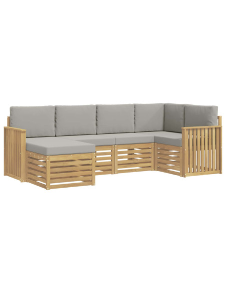 Set di divani da esterno 6 pcs Bianco e Grigio Chiaro
