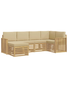 Set di divani da esterno 6 pcs Bianco e Beige Poliestere 2