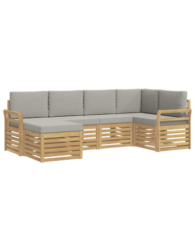 Set di divani da esterno 6 pcs Bianco e Grigio Chiaro