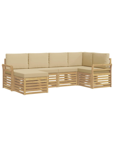 Set di divani da esterno 6 pcs Bianco e Beige Poliestere