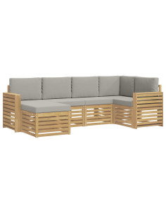 Set di divani da esterno 6 pcs Bianco e Grigio Chiaro 2