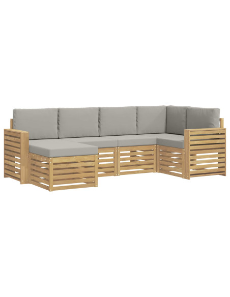 Set di divani da esterno 6 pcs Bianco e Grigio Chiaro
