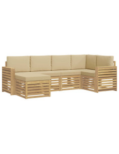 Set di divani da esterno 6 pcs Bianco e Beige Poliestere 2