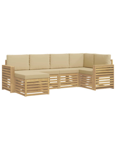 Set di divani da esterno 6 pcs Bianco e Beige Poliestere