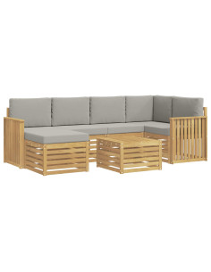 Set di divani da esterno 7 pcs Bianco e Grigio Chiaro 2