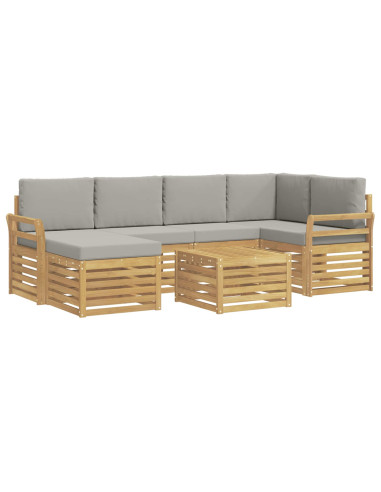 Set di divani da esterno 7 pcs Bianco e Grigio Chiaro