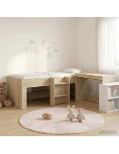 Letto alto per bambini con scrivania 2 pz Rovere Sonoma
