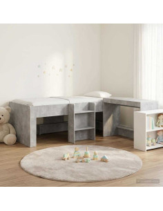 Letto alto per bambini con scrivania 2 pz Grigio Cemento