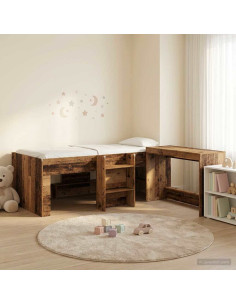 Letto alto per bambini con scrivania 2 pz Legno antico