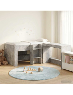 Letto alto per bambini con scrivania 2 pz Grigio Cemento