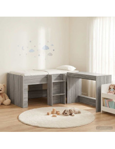 Letto alto per bambini con scrivania 2 pz Sonoma grigio