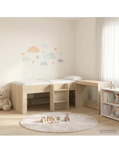 Letto alto per bambini con scrivania 2 pz Rovere Sonoma
