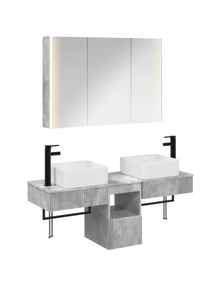 Set di Armadi da Bagno 4 pcs Grigio Cemento