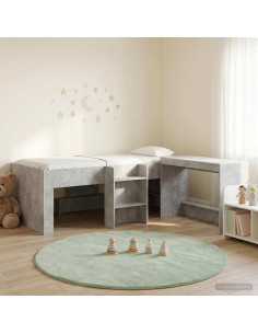 Letto alto per bambini con scrivania 2 pz Grigio Cemento