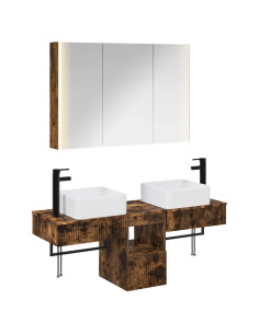 Set di Armadi da Bagno 4 pcs Rovere Fumo 103,5 x 15,5 x 70 cm
