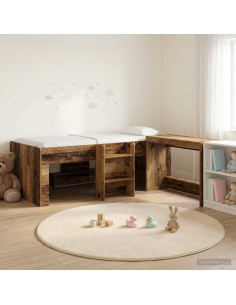 Letto alto per bambini con scrivania Legno antico 90 x 190 cm
