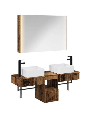 Set di Armadi da Bagno 4 pcs Legno antico 103,5 x 15,5 x 70 cm