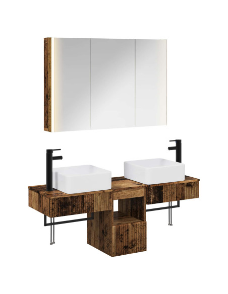 Set di Armadi da Bagno 4 pcs Legno antico 103,5 x 15,5 x 70 cm