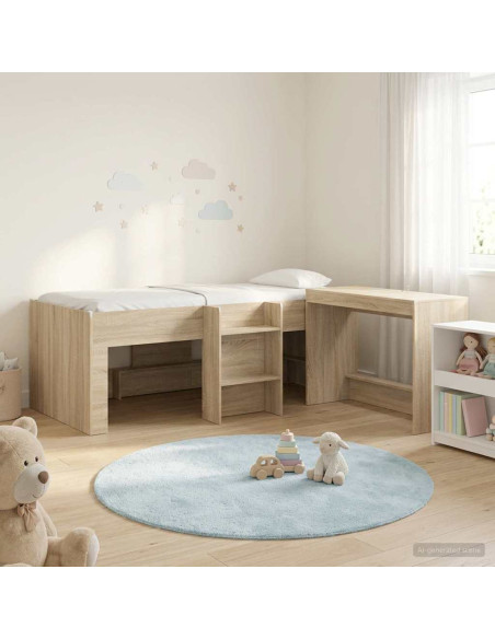 Letto alto per bambini con scrivania 2 pz Rovere Sonoma