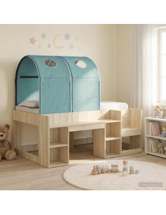 Letto con Tunnel con lo scaffale 3 pz Rovere Sonoma e Azzurro