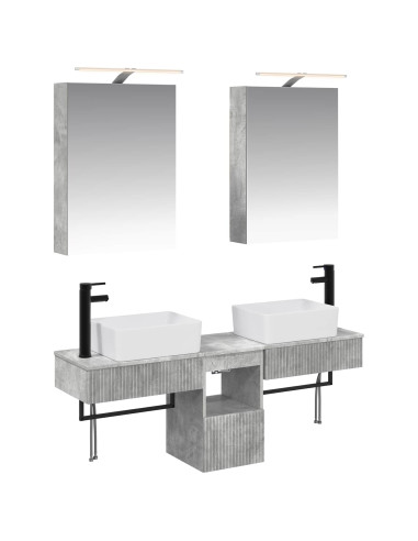 Set di Armadi da Bagno 5 pcs Grigio Cemento 50 x 14,5 x 70 cm