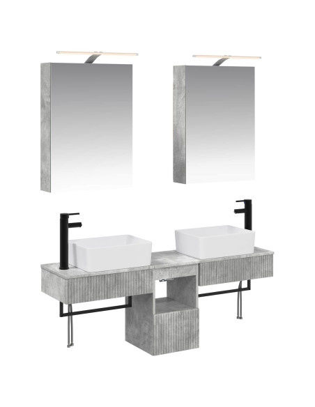 Set di Armadi da Bagno 5 pcs Grigio Cemento 50 x 14,5 x 70 cm