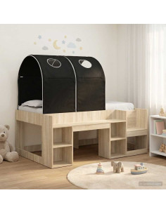 Letto con Tunnel 3 pz Rovere Sonoma e Nero Legno ingegnerizzato