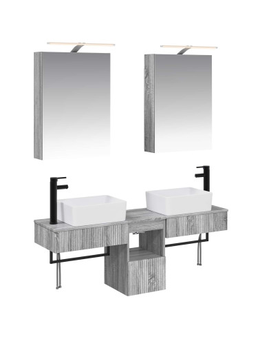 Set di Armadi da Bagno 5 pcs Sonoma grigio 50 x 14,5 x 70 cm