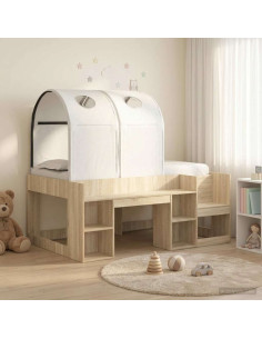 Letto con Tunnel con lo scaffale 3 pz Rovere Sonoma e Bianco
