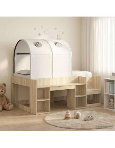 Letto con Tunnel con lo scaffale 3 pz Rovere Sonoma e Bianco