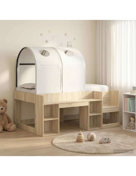 Letto con Tunnel con lo scaffale 3 pz Rovere Sonoma e Bianco