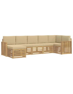 Set di divani da esterno 7 pcs Bianco e Beige 2