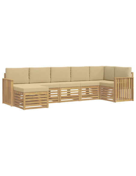 Set di divani da esterno 7 pcs Bianco e Beige