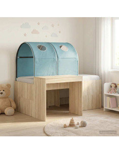 Letto con Tunnel 3 pz Rovere Artigianale e Blu Chiaro