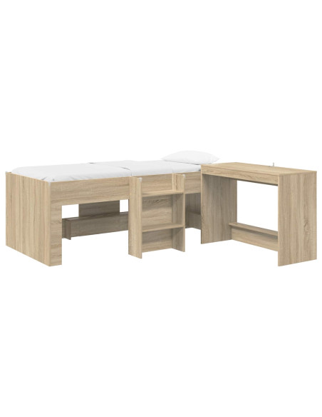 Letto alto per bambini con scrivania 2 pz Rovere Sonoma