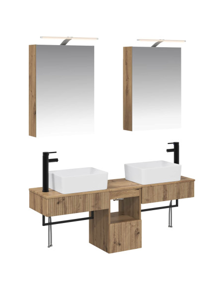 Set di Armadi da Bagno 5 pcs Rovere Artigianale